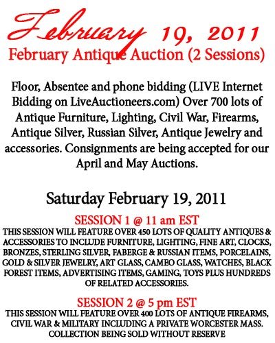 Fontaine Antique Auction Gallery February Antique and Civil War Auction on LiveAuctioneers